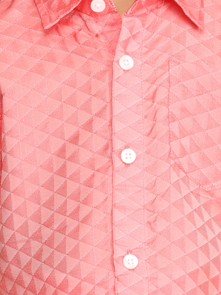 Boys Red Colour Readymade Shirt With Dhoti Set.