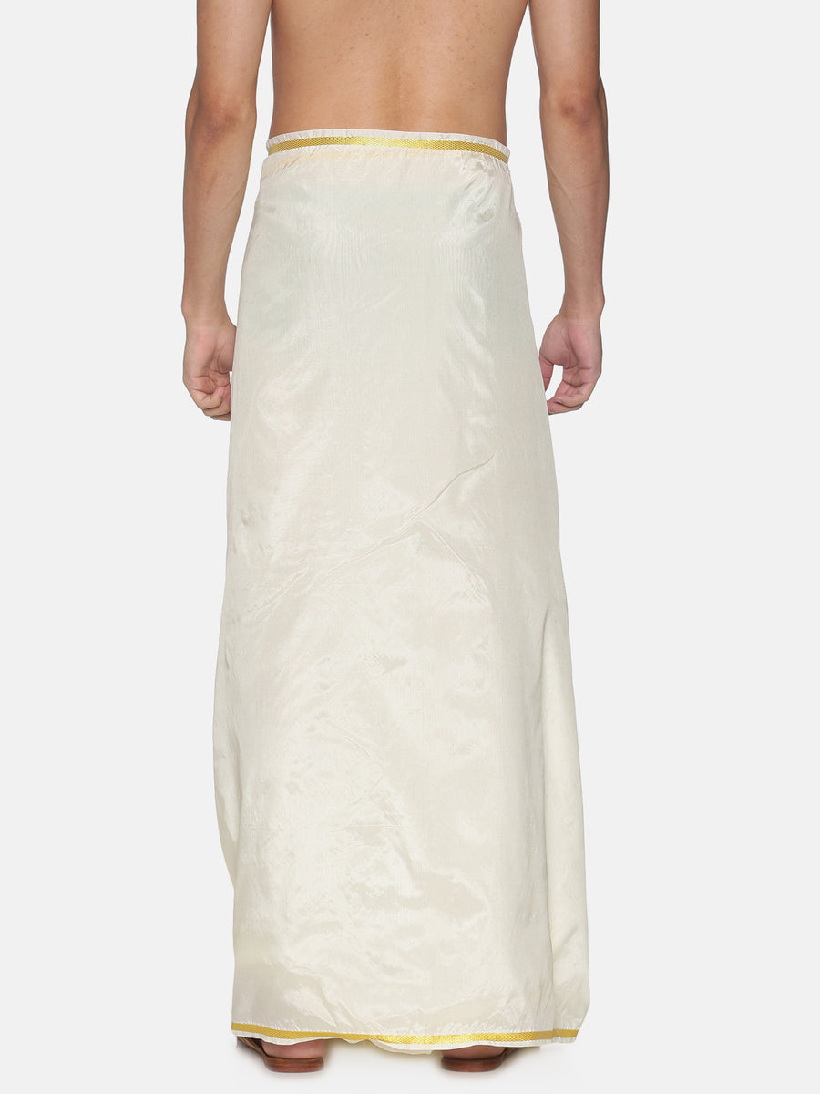 Men Artsilk Traditional Cream Colour Regular Dhoti.