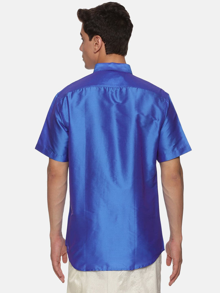 Men Blue Colour Half Sleeve Polyester Shirt.