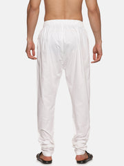 Men Solid White Cotton Pyjama with Pocket