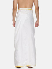 Men Artsilk Traditional White Colour Regular Dhoti.