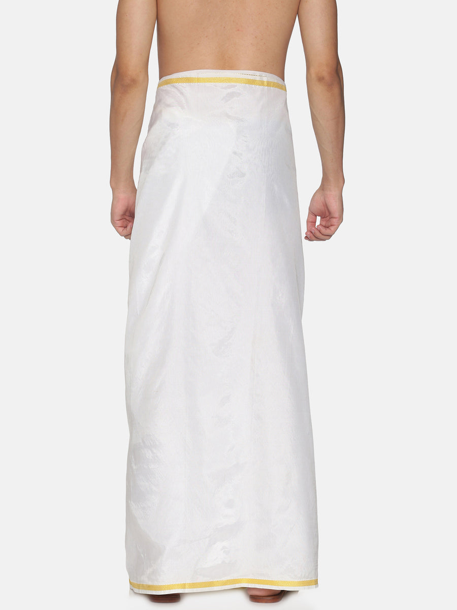 Men Artsilk Traditional White Colour Regular Dhoti.