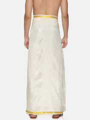 Men Artsilk Traditional Cream Colour Regular Dhoti.