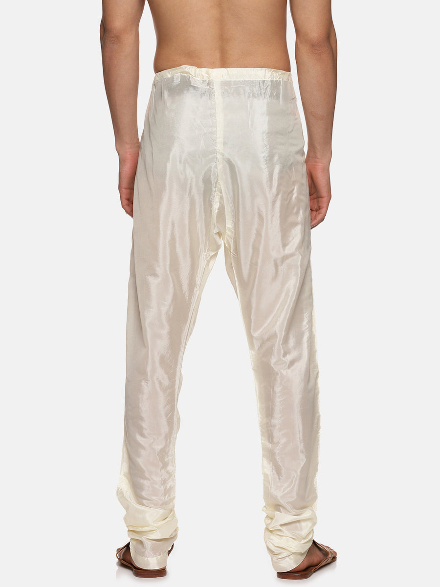 Men Artsilk Solid Cream Colour Pyajma