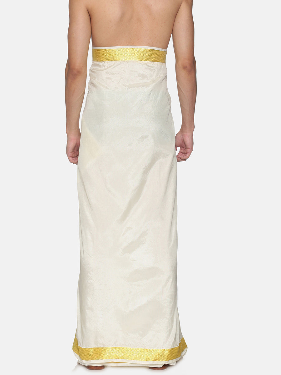 Men Artsilk Traditional Cream Colour Regular Dhoti.