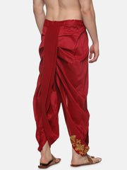 Men Karishma Maroon Colour D6 Embroidery Dhoti Pant.