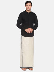 Men Cotton Traditional Off White Colour Regular Dhoti.