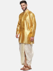 Men Art Silk Cream Colour D4 Embroidery Dhoti Pant.