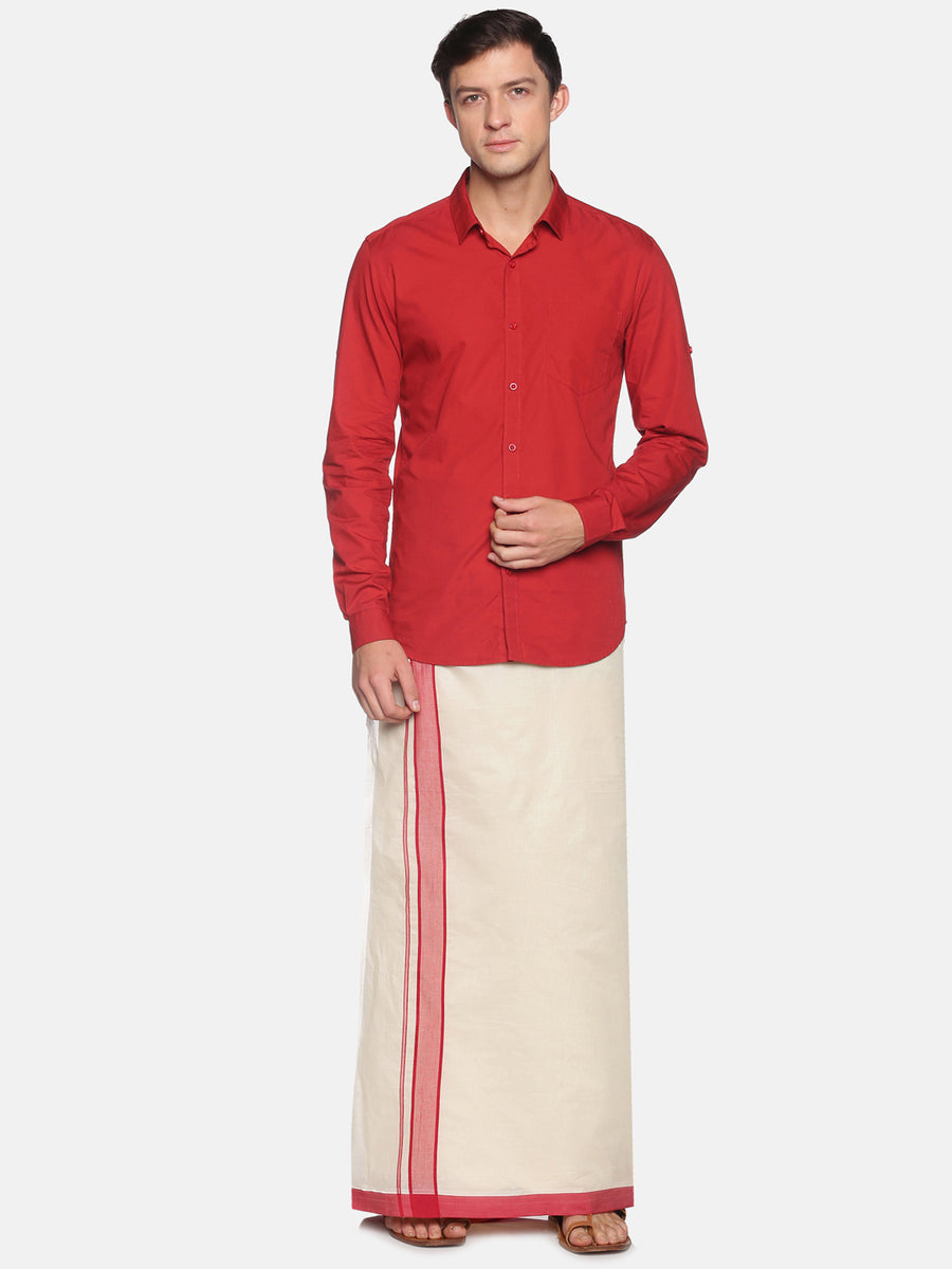 Men Cotton Traditional Off White Colour Regular Dhoti.