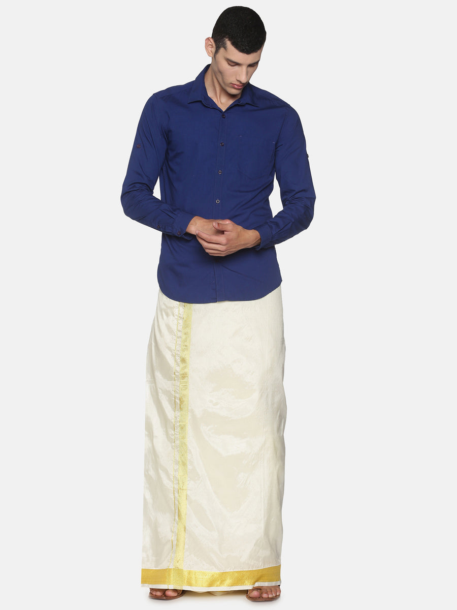 Men Artsilk Traditional Cream Colour Regular Dhoti.