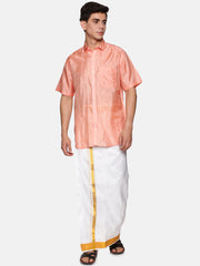 Men Artsilk Full Sleeve Shirt and Readymade Dhoti Set