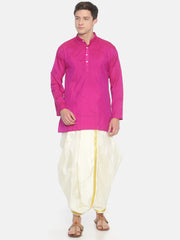 Men White Colour Art Silk Dhoti Pant.