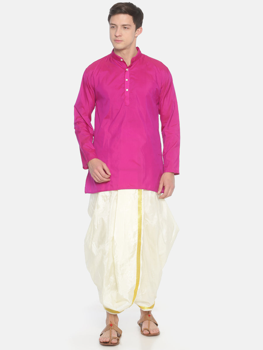 Men White Colour Art Silk Dhoti Pant.