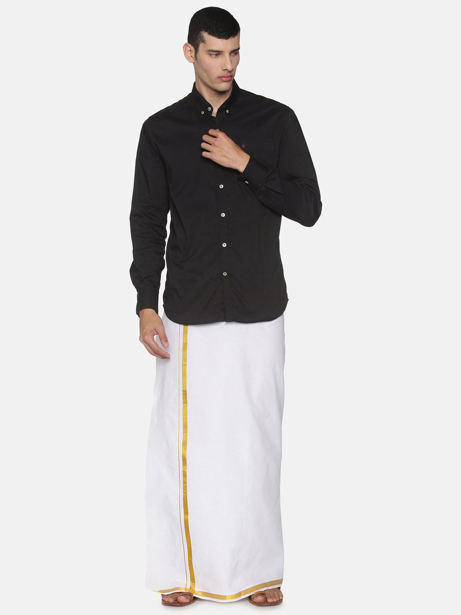 Men Cotton Traditional White Colour Regular Dhoti.