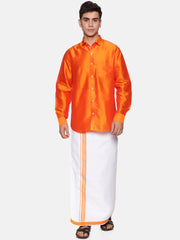 Mens Readymade Pocket Dhoti Vaika Orange.
