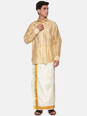 Men Artsilk Full Sleeve Shirt and Dhoti Set