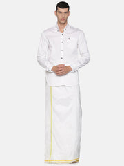 Men Artsilk Traditional White Colour Regular Dhoti.