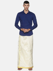 Men Artsilk Traditional Cream Colour Regular Dhoti.