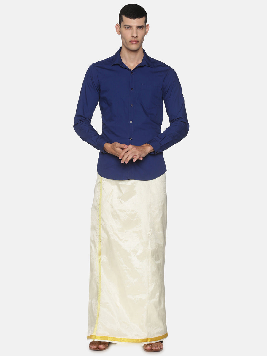 Men Artsilk Traditional Cream Colour Regular Dhoti.