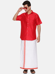 Men Half Sleeve Shirt and Readymade Cotton Dhoti Set