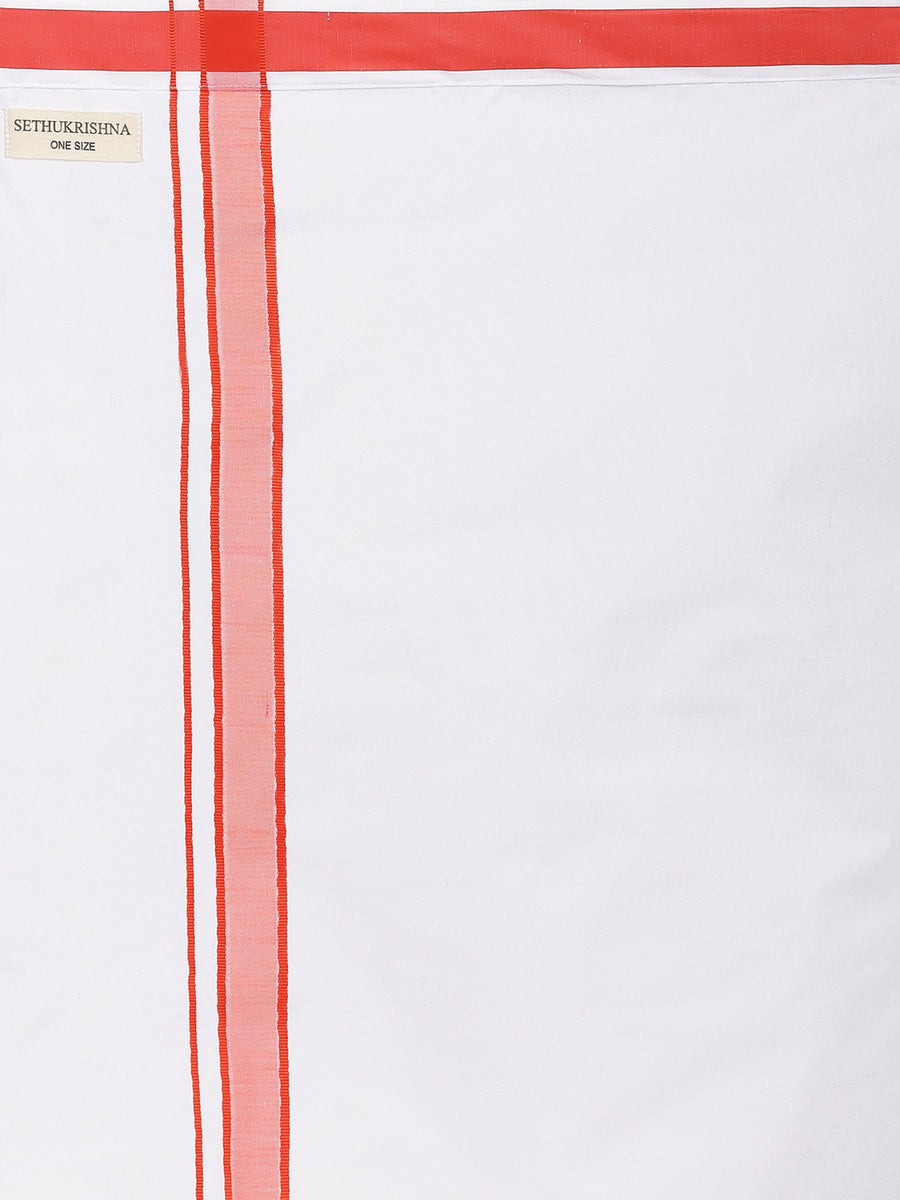 Mens Readymade Pocket Dhoti Vaika Red.