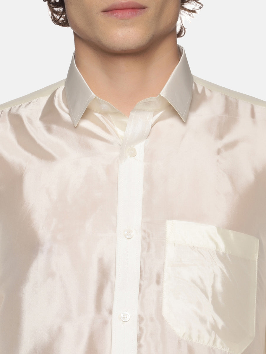 Men Art Silk Traditional Cream Colour Regular Dhoti.