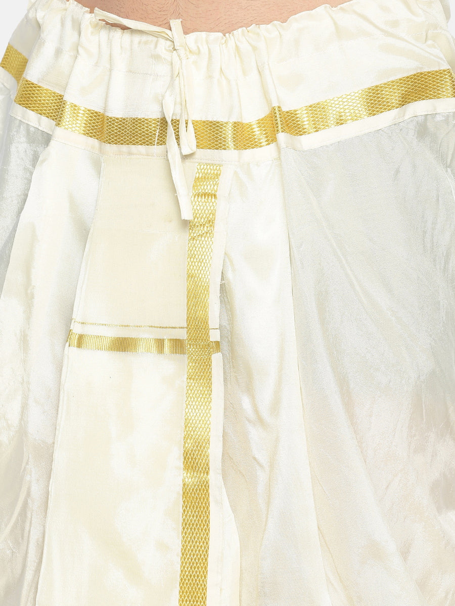 Men White Colour Art Silk Dhoti Pant.