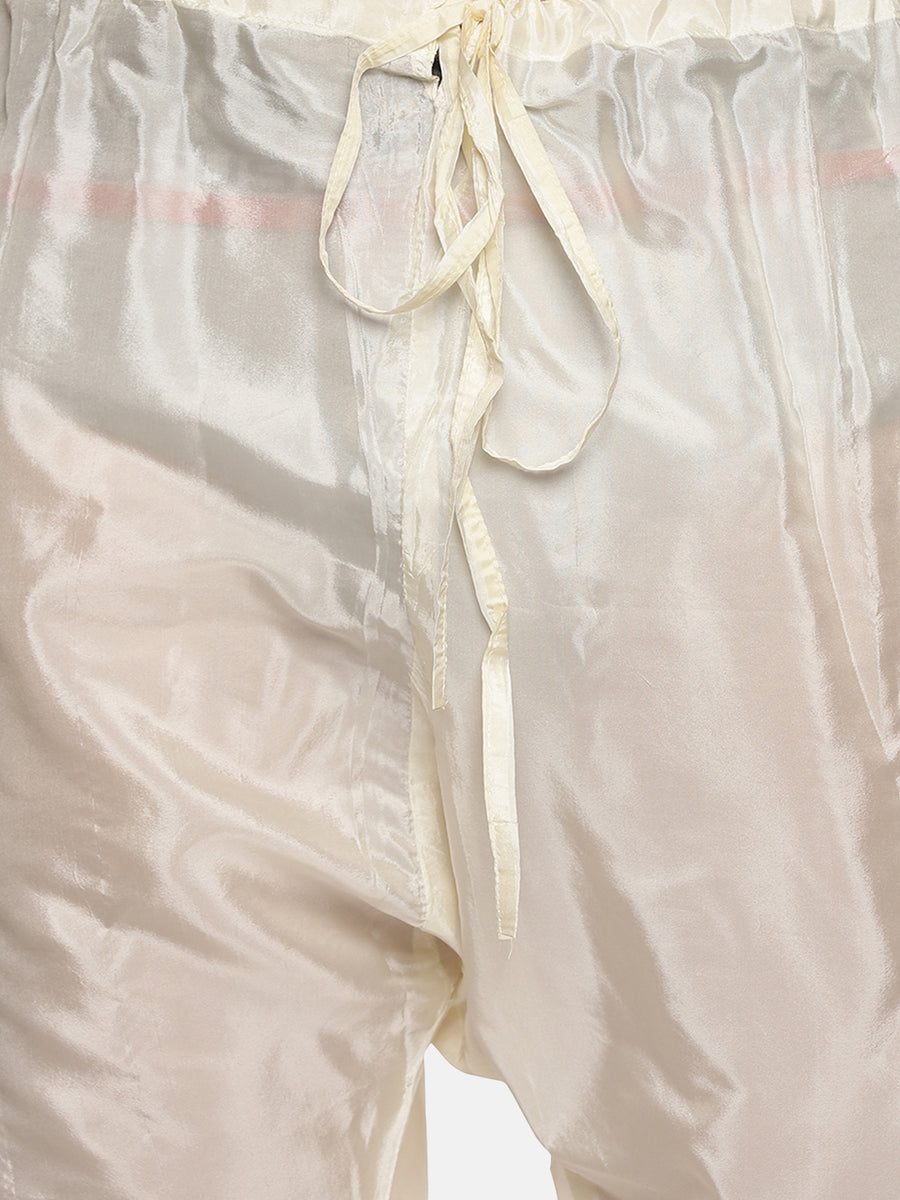 Men Artsilk Solid Cream Colour Pyajma