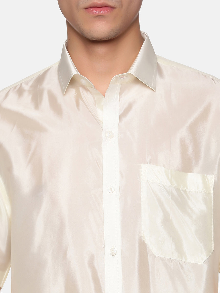 Men Half Sleeve Shirt Readymade Dhoti Angavastram Set