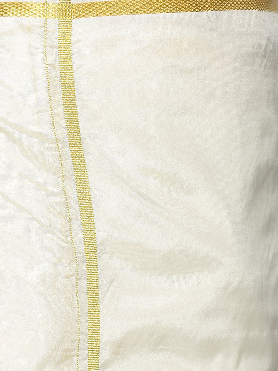 Men Artsilk Traditional Cream Colour Regular Dhoti.