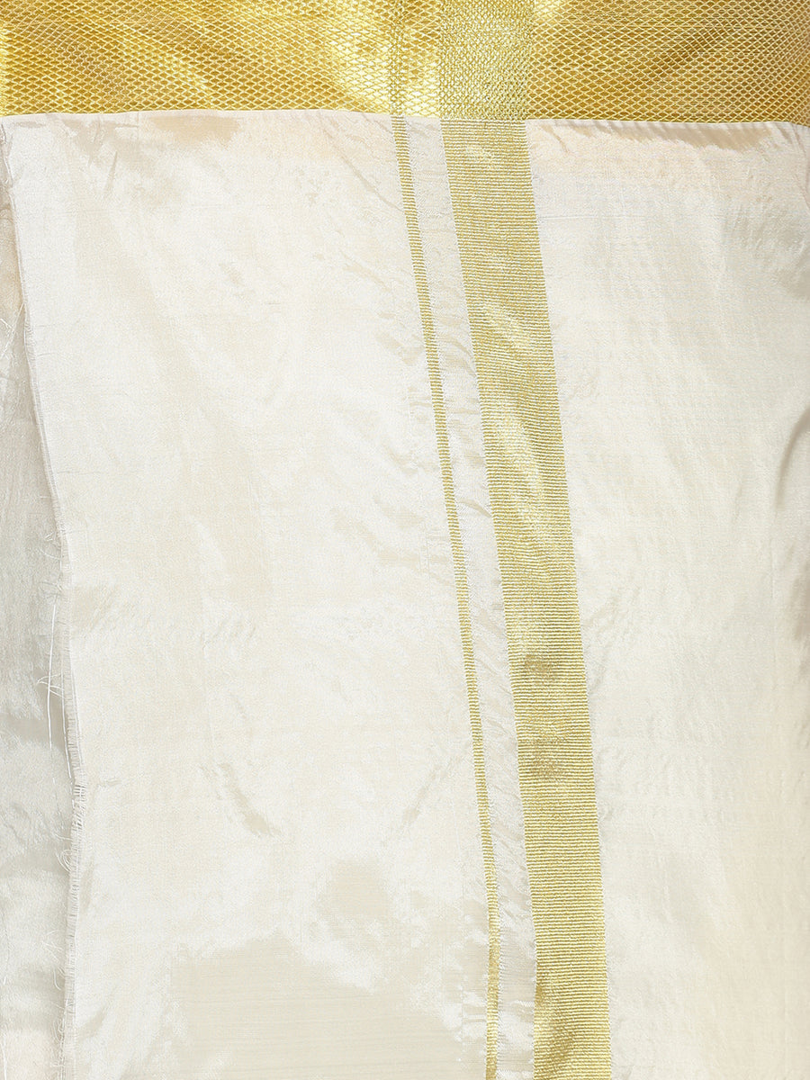Men Artsilk Traditional Cream Colour Regular Dhoti.