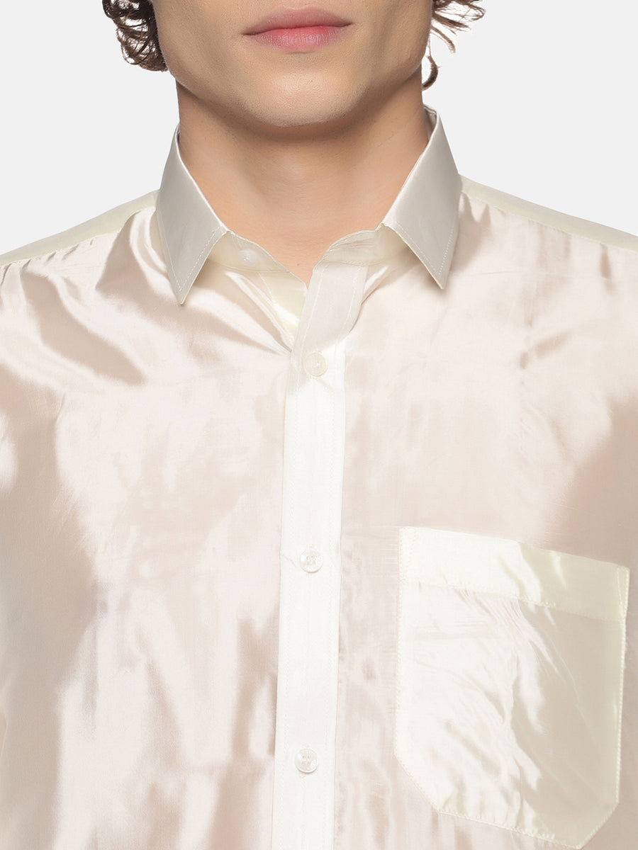 Men Art Silk Traditional Cream Colour Regular Dhoti.