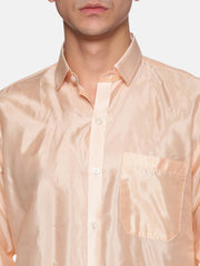 Men Solid Colour Virtual Silk Full Sleeve Spread Collar Shirt