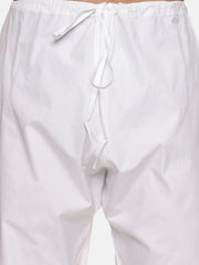 Men Solid White Cotton Pyjama