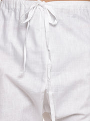 Men Solid White Slub Cotton Pyjama