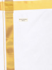 Men Artsilk Full Sleeve Shirt and Cotton Dothi with Angavastram Set