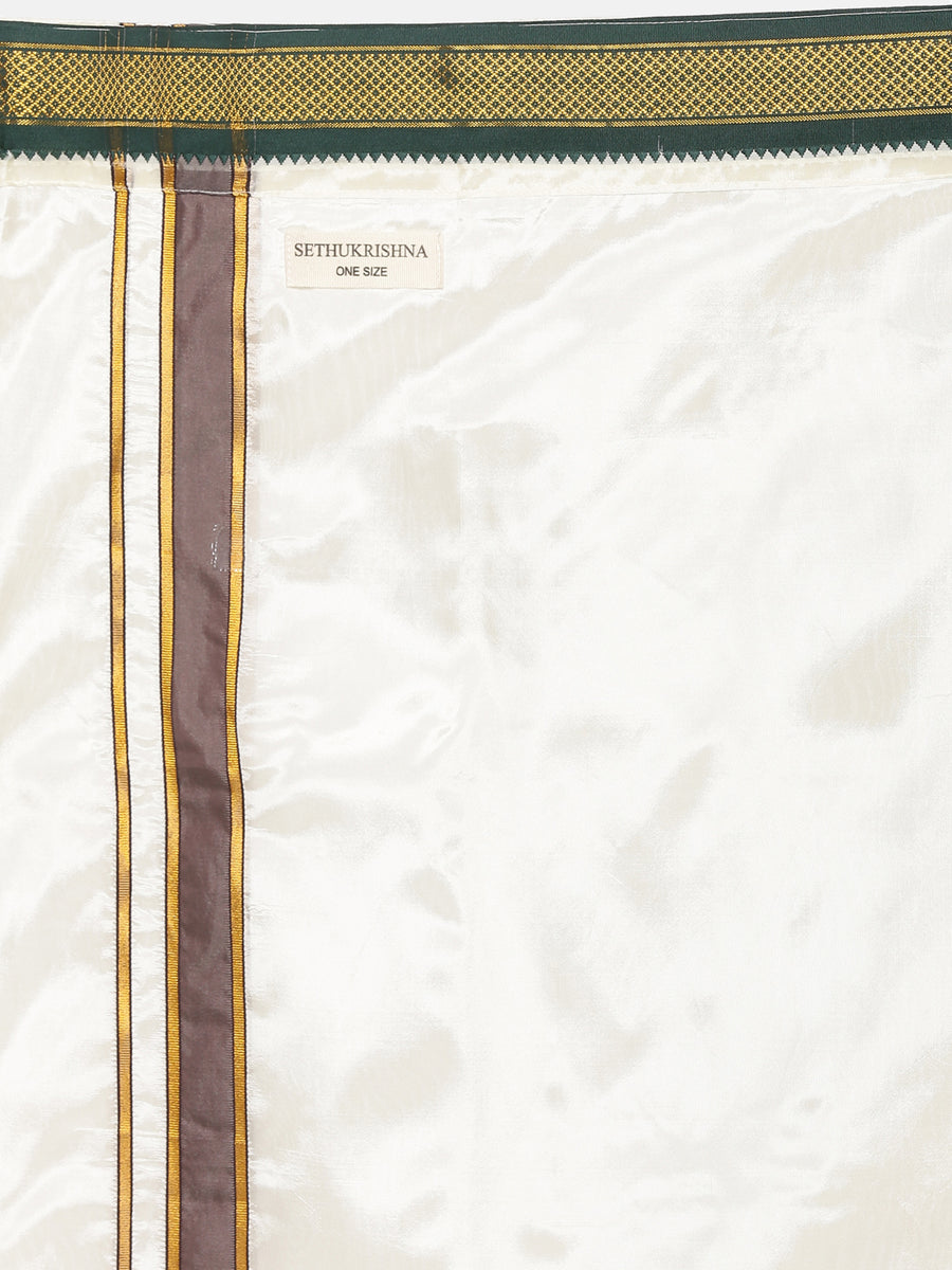 Men Full Sleeve Cream Colour Shirt and Pocket Dhoti Set