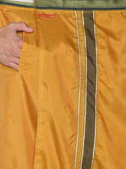 Men Mastard Art Silk Readymade Dhoti With Angavastram Set.