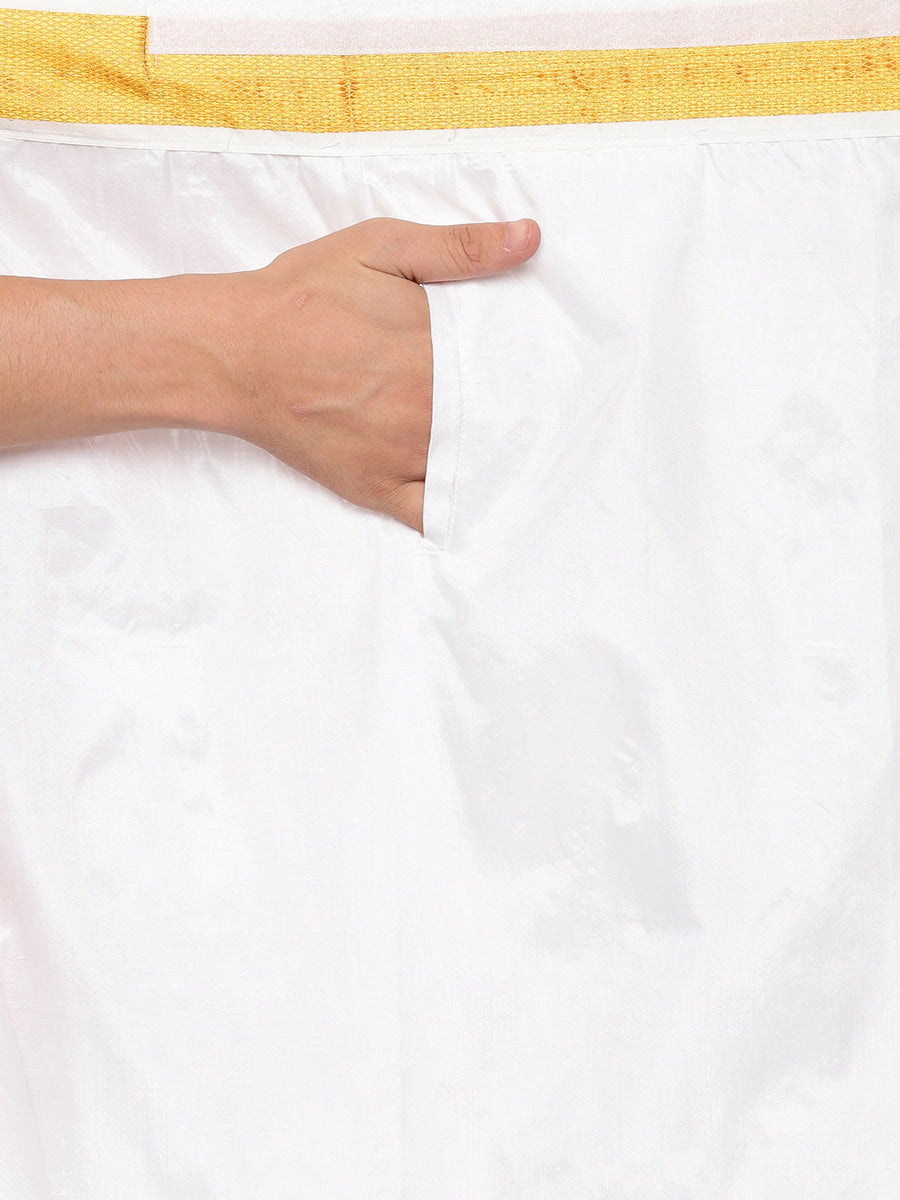 Men Artsilk Full Sleeve Shirt and Readymade Dhoti Set