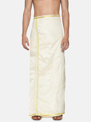 Men Artsilk Traditional Cream Colour Regular Dhoti.
