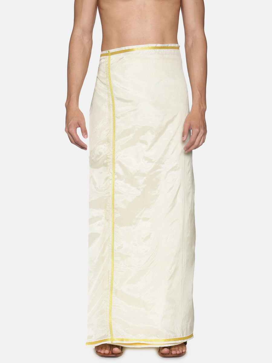 Men Artsilk Traditional Cream Colour Regular Dhoti.