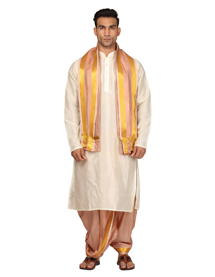 Men Kurta Dhotipant Angavastram Set