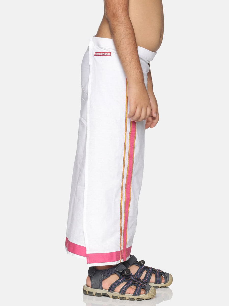 Boys White Colour Cotton Readymade Dhoti