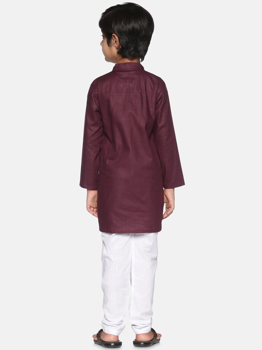 Boys Maroon Colour Cotton Kurta Pyjama Set