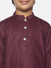 Boys Maroon Colour Cotton Kurta Pyjama Set