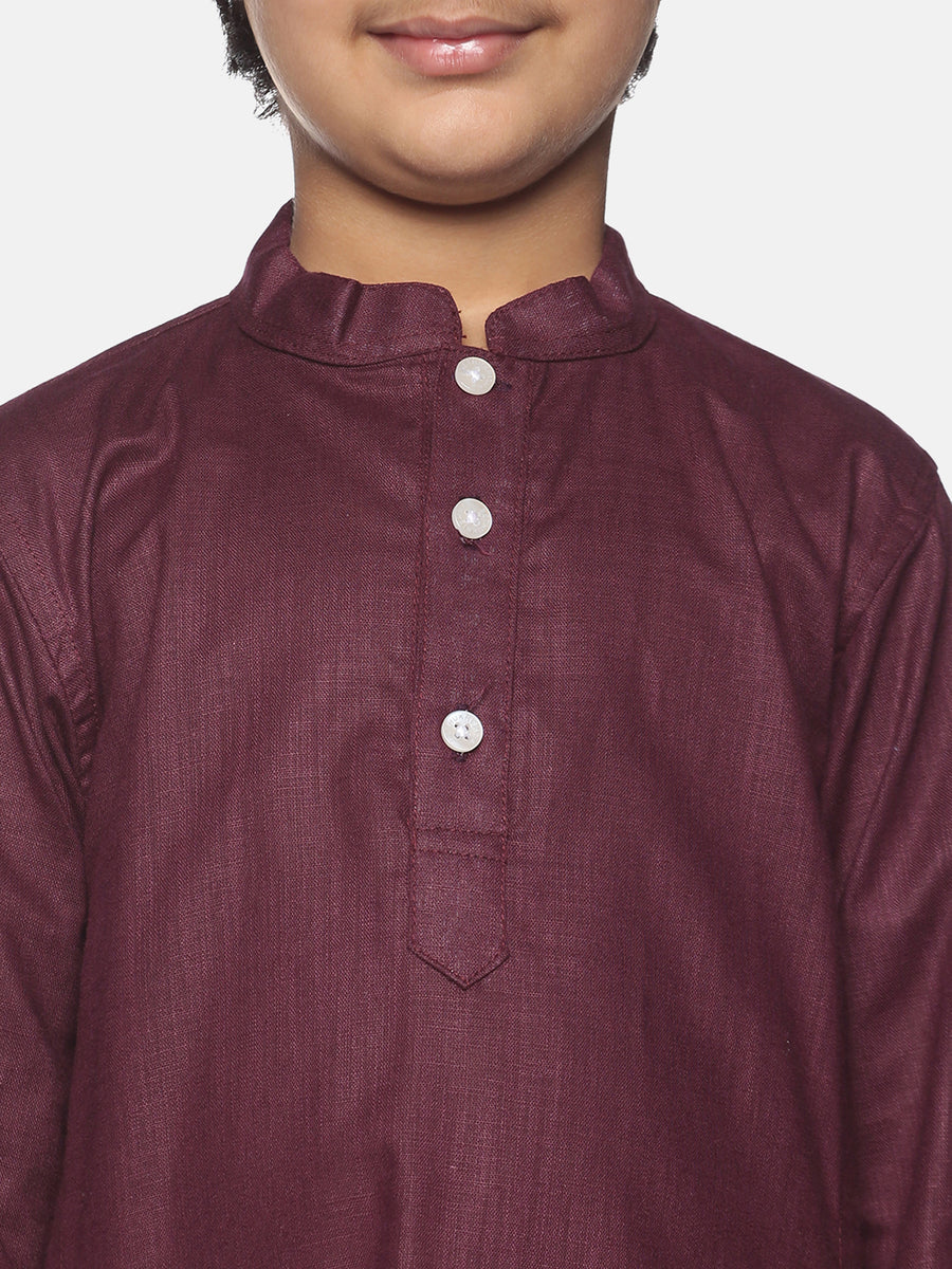 Boys Maroon Colour Cotton Kurta Pyjama Set