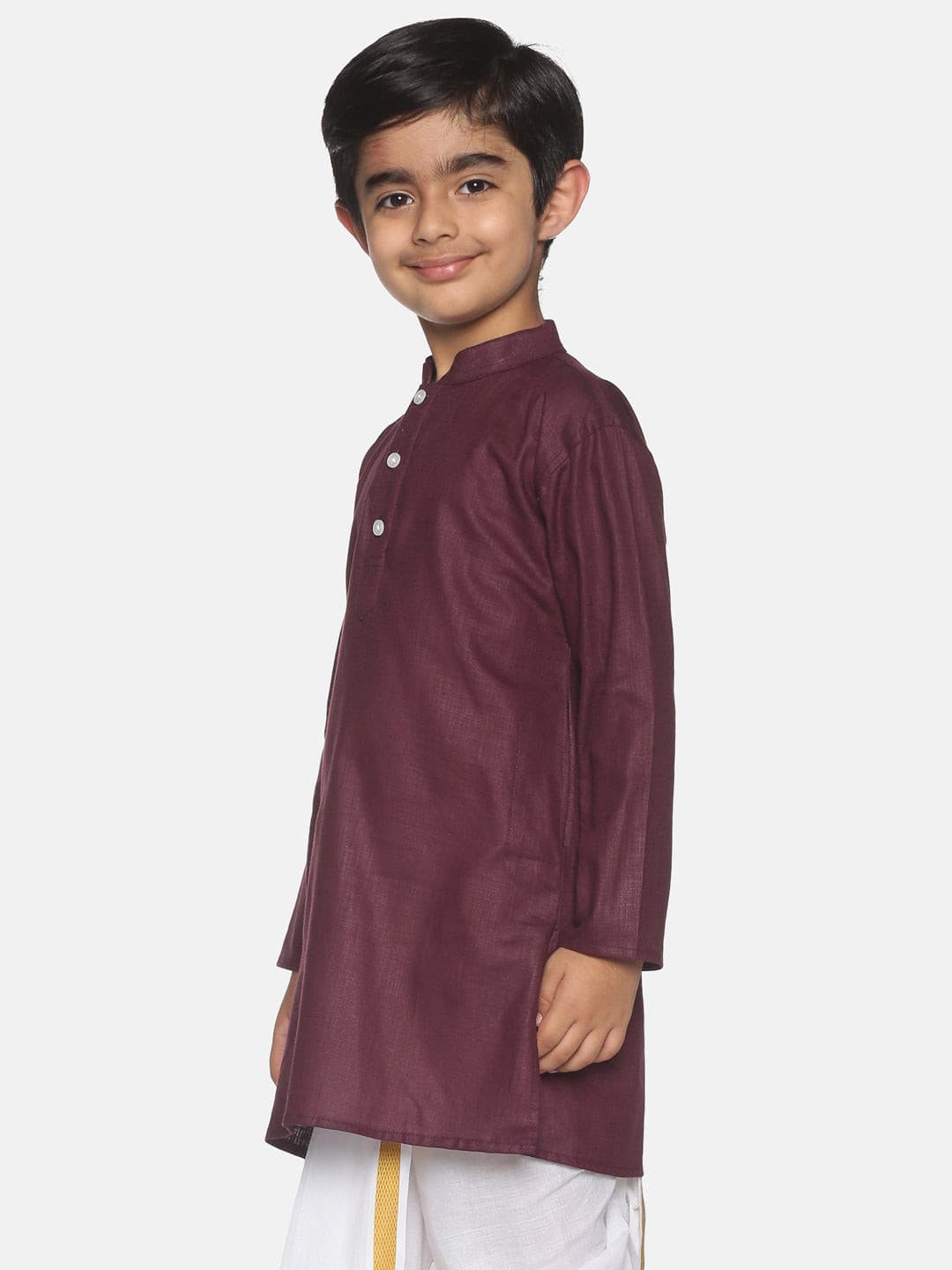 Boys Maroon Colour Cotton Kurta