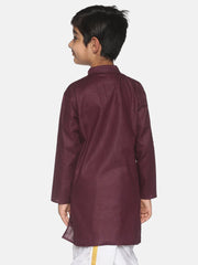 Boys Maroon Colour Cotton Kurta
