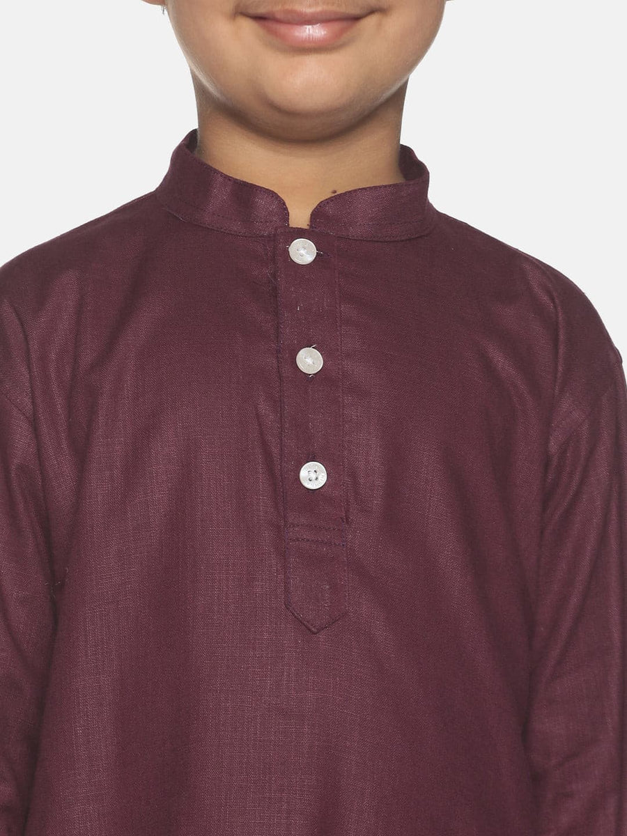 Boys Maroon Colour Cotton Kurta