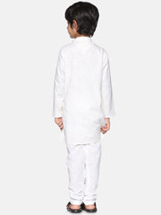 Boys Off White Colour Cotton Kurta Pyjama Set